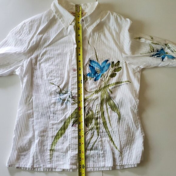 Norm Thompson Cotton Floral Button Up Blouse - Picture 8 of 9